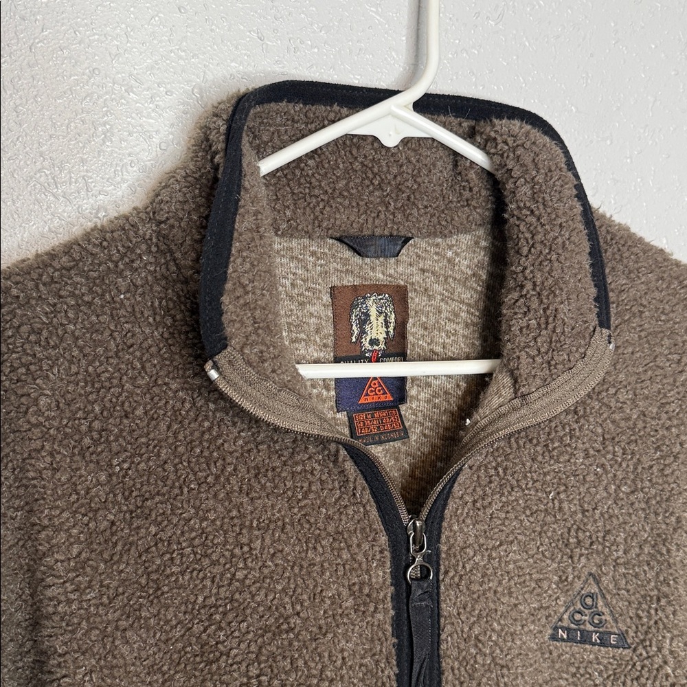 Vintage Nike ACG Men's 90's Brown Sherpa 1/4 Zip Pullover Medium - Picture 5 of 8